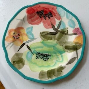Pioneer Woman Vintage Bloom 8.5" Salad Plate - Turquoise Scalloped Edge